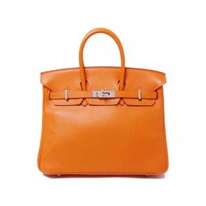 【現品限り】HERMES(エルメス) バーキン25 シルバー金具 M刻印 ヴォースイフト オレンジ 刻印:M 【新品同様】 - 拡大画像