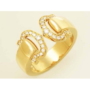 【現品限り】Cartier（カルティエ） 2Cモチーフ ブークルセリング ダイヤ YG #50 【中古SA】