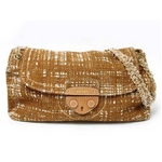 【現品限り】PRADA（プラダ） 2011春夏 チェーンショルダー ツイード ブラウン/ホワイト【中古A】