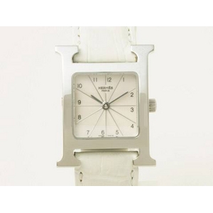 【現品限り】エルメス Hウォッチ　アイボリー文字盤　SS/クロコ　HH1.210　【中古A】 - 拡大画像