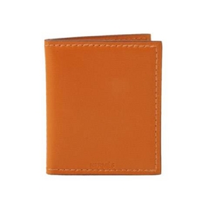 【現品限り】エルメス ミニフォトケース　ボックスカーフ　オレンジ　【中古A】