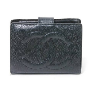 【現品限り】シャネル がま口財布　キャビア　黒　【中古BC】