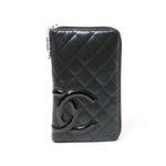 【現品限り】CHANEL（シャネル） カンボンライン ラウンドファスナー長財布 黒/黒 A26710 【中古B】