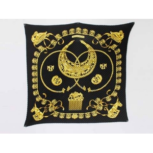【現品限り】HERMES（エルメス） プリーツスカーフ 黒/イエロー 【中古A】