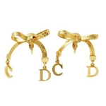【現品限り】DIOR（ディオール） リボンモチーフ イヤリング ゴールド【中古A】