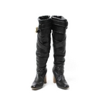 【現品限り】Chloe（クロエ） ロングブーツ 黒 ブラック ベルト付き #38 【中古AB】