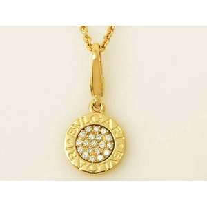【現品限り】BVLGARI（ブルガリ） ブルガリブルガリ パヴェダイヤチャーム ネックレス付き K18YG 【中古A】