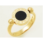 【現品限り】BVLGARI（ブルガリ） ブルガリブルガリ リバーシブルリング オニキス/サンゴ K18YG 【中古A】