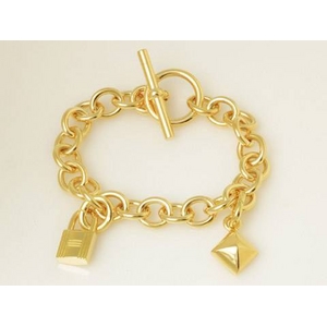 【現品限り】HERMES（エルメス） ブレスレット チャーム2個付き メドール/カデナ K18YG 【中古A】