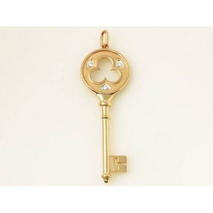 【現品限り】TIFFANY（ティファニー） クローバーキー ペンダントトップ K18PG 3Pダイヤ 【中古SA】