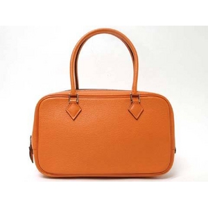 【現品限り】HERMES（エルメス） プリュムエラン シェーブル オレンジ シルバー金具 【中古SA】