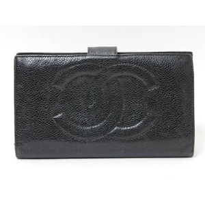 【現品限り】CHANEL（シャネル） シャネル キャビア がま口 長財布 黒 【中古BC】
