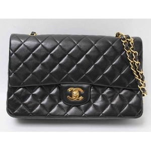 【現品限り】CHANEL（シャネル） シャネル マトラッセ Wチェーン定番ショルダー25 ラムスキン 黒 ブラック【中古AB】 - 拡大画像