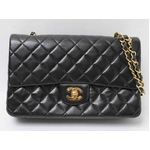 【現品限り】CHANEL（シャネル） シャネル マトラッセ Wチェーン定番ショルダー25 ラムスキン 黒 ブラック【中古AB】