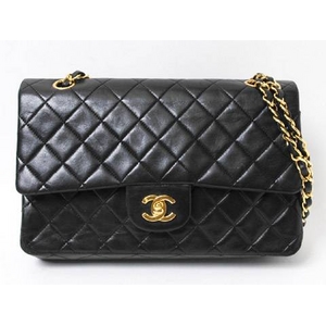 【現品限り】CHANEL（シャネル） マトラッセ25 Wチェーンショルダーバッグ 黒 ゴールド金具 【中古B】