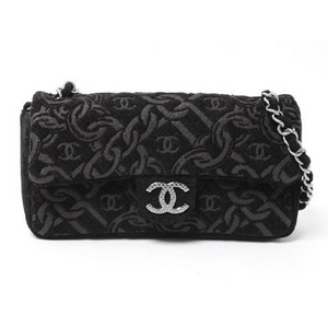 【現品限り】CHANEL（シャネル） ショルダーバッグ コットン ブラック/グレー 【中古A】