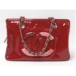 【現品限り】CHANEL（シャネル） リップスティックライン エナメル パテント チェーンショルダーバッグ 赤 A47926 【中古SA】