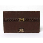 【現品限り】HERMES（エルメス） カードケース シェーブル/クロコ ブラウン 【中古B】