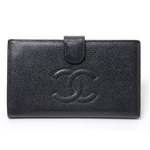 【現品限り】CHANEL（シャネル） がま口長財布 キャビアスキン 黒 【中古AB】