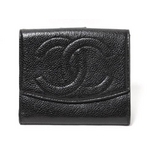 【現品限り】CHANEL（シャネル） キャビアスキン Wホック財布 黒 A01427 【中古A】