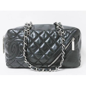 【現品限り】CHANEL（シャネル） コットンクラブ カンボンライン ボーリングバッグ 黒 ブラック 【中古B】 - 拡大画像