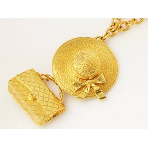 【現品限り】CHANEL（シャネル） ネックレス ゴールド バッグ・帽子モチーフ【中古AB】 - 拡大画像