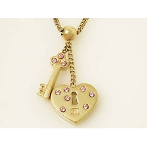 【現品限り】CHANEL（シャネル） ネックレス ハート／キー ゴールド 【中古AB】 - 拡大画像