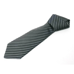 【現品限り】HERMES（エルメス） ネクタイ ストライプ ネイビー／グレー 【中古A】 - 拡大画像