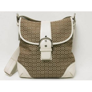 【現品限り】COACH(コーチ) ミニシグネチャー ショルダーバッグ ベージュ/ホワイト 6377 【中古A】