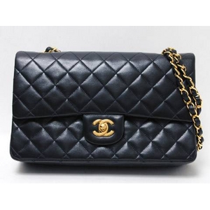 【現品限り】CHANEL（シャネル） マトラッセ Wチェーン定番ショルダー25 ネイビー ゴールド金具 【中古A】