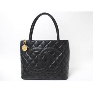 【現品限り】CHANEL(シャネル) 復刻トート キャビア 黒 ブラック ゴールド金具 【中古SA】