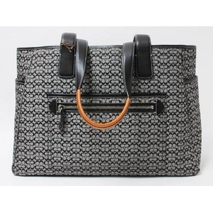 【現品限り】COACH(コーチ) ミニシグネチャー マザーズバッグ トート 黒 5707 【中古SA】