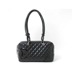【現品限り】CHANEL（シャネル） カンボンライン ボーリングバッグ カーフ 黒／黒 【中古B】 - 拡大画像
