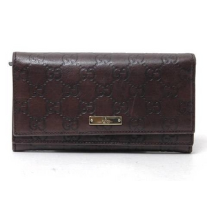 【現品限り】GUCCI（グッチ） グッチシマ ダブルフラップ長財布 ブラウン 131888 【中古B】