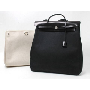 【現品限り】HERMES（エルメス） エールバッグMM ナチュラル／ブラック 【中古AB】