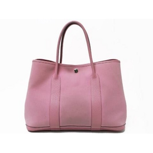 【現品限り】HERMES（エルメス） ガーデンパーティPM キャンバス／カーフ ピンク 【中古B】 - 拡大画像