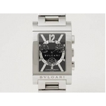 【現品限り】BVLGARI（ブルガリ） レッタンゴロ クロノグラフ メンズ SS RTC49S 黒文字盤 【中古A】