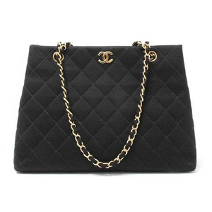 【現品限り】CHANEL(シャネル) チェーンショルダーバッグ コットン 黒 【中古A】
