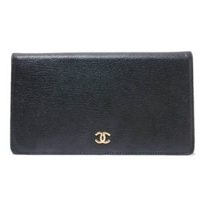 【現品限り】CHANEL（シャネル） 長財布 カーフ 黒 【中古AB】 - 拡大画像