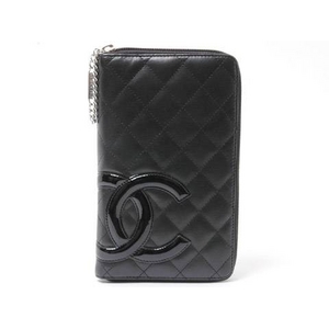 【現品限り】CHANEL（シャネル） カンボンライン ラウンドファスナー長財布 黒／黒 A26710 【中古A】 - 拡大画像