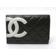 【現品限り】CHANEL（シャネル） カンボンライン 2つ折財布 黒／白 A26722 【中古B】 - 縮小画像1