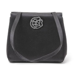 【現品限り】CHANEL（シャネル） パーティバッグ（ハンドバッグ） サテン カメリア 黒 ブラック 【中古AB】