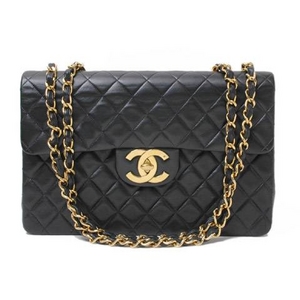 【現品限り】CHANEL（シャネル） マトラッセ デカバッグ Wチェーンショルダー カーフ 黒 【中古AB】