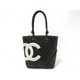 【現品限り】CHANEL（シャネル） カンボンライン ミディアムトート バッグ 黒／白 A25167 【中古BC】