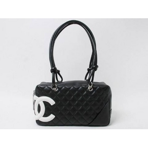 【現品限り】CHANEL(シャネル) カンボンライン ボーリングバッグ 黒/白 A25171 【中古A】