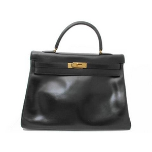HERMES（エルメス）　ケリー35　内　ボックスカーフ　黒　ゴールド金具