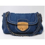 【現品限り】PRADA（プラダ） チェーンショルダー デニム ブルー BN4659 【中古A】