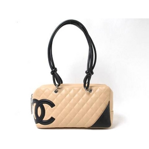 【現品限り】CHANEL(シャネル) カンボンライン ボーリングバッグ ベージュ A25171 【中古AB】