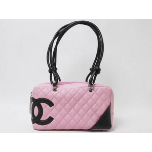 【現品限り】CHANEL(シャネル) カンボンライン ボーリングバッグ ピンク/黒 A25171 【中古AB】