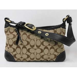 【現品限り】COACH(コーチ) シグネチャー ショルダーバッグ ベージュ/ブラック 11430 アウトレット品 【中古A】